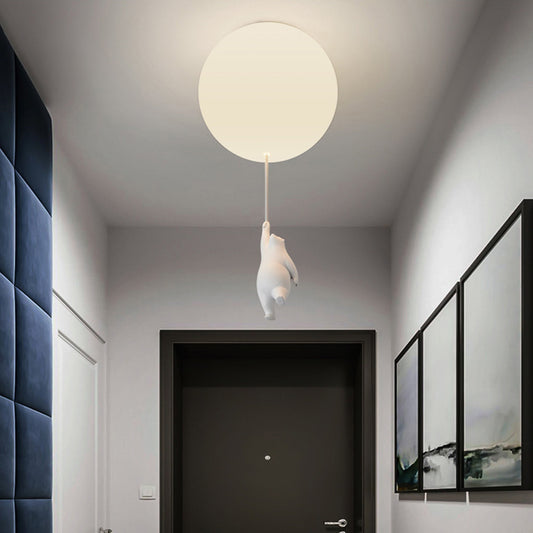 Children's room bear ceiling light, three colors intelligent dimming bedroom living room chandelier