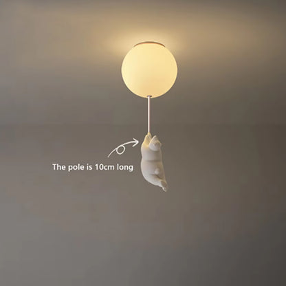 Children's room bear ceiling light, three colors intelligent dimming bedroom living room chandelier