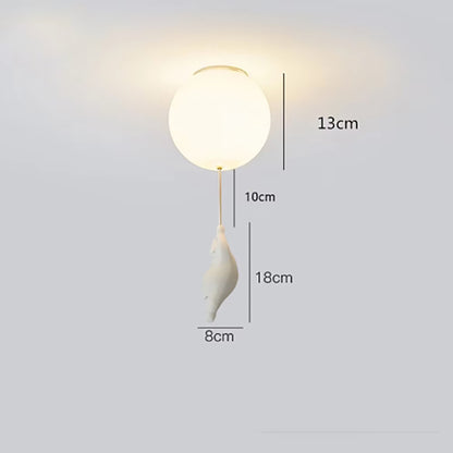 Children's room bear ceiling light, three colors intelligent dimming bedroom living room chandelier