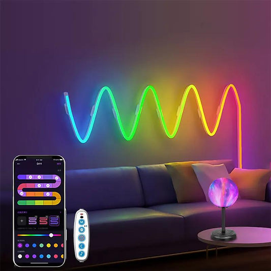 LED Neon Lights,RGB Silicone Flex Lights,Bluetooth Pickup Usb Gaming DIY Decoration Ambient Lights