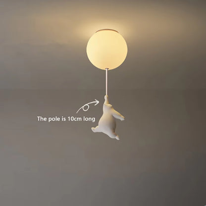 Children's room bear ceiling light, three colors intelligent dimming bedroom living room chandelier