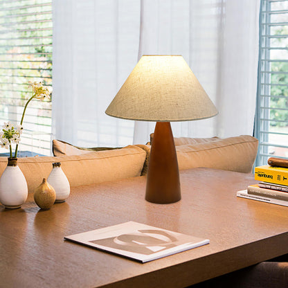 LED Solid Wood Bedroom Table Lamp, Advanced Retro Style Living Room Decorative Lamp