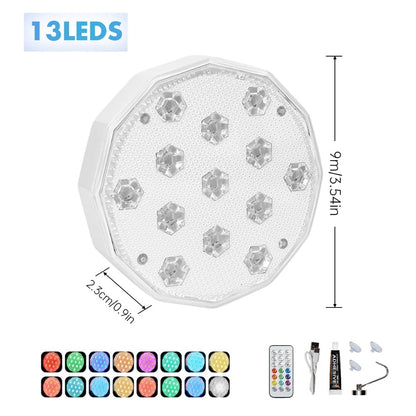 IP65 Waterproof Rechargeable Pool Light, LED Remote Control 16 Color Floating Light