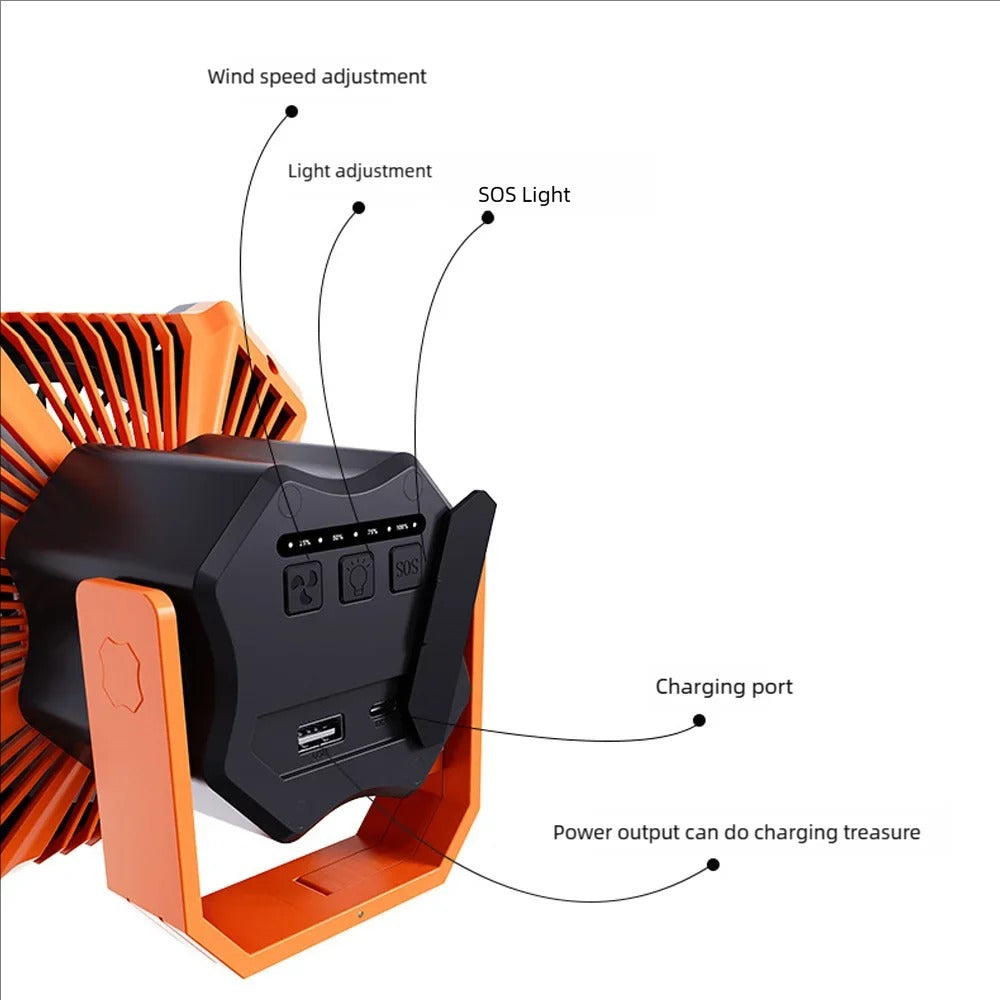 Outdoor Camping Fan Light, LED Tent Ceiling Fan Light