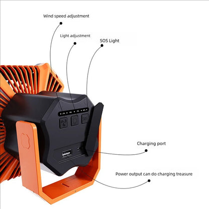 Outdoor Camping Fan Light, LED Tent Ceiling Fan Light