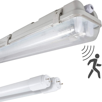 IP65 Waterproof Tri-Proof Lights, Emergency Underground Garage Lights, 4ft Radar Sensing LED Slat Lights