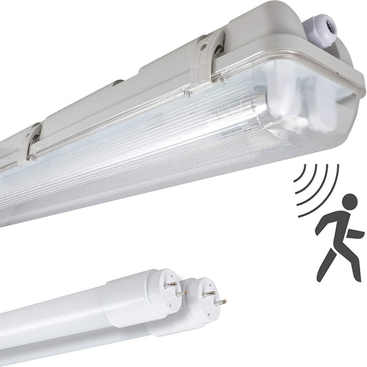 IP65 Waterproof Tri-Proof Lights, Emergency Underground Garage Lights, 4ft Radar Sensing LED Slat Lights