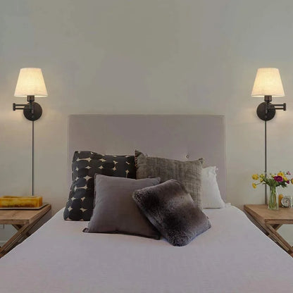 LED Indoor Folding Wall Lamp, Bedroom Bedside Plug Lights