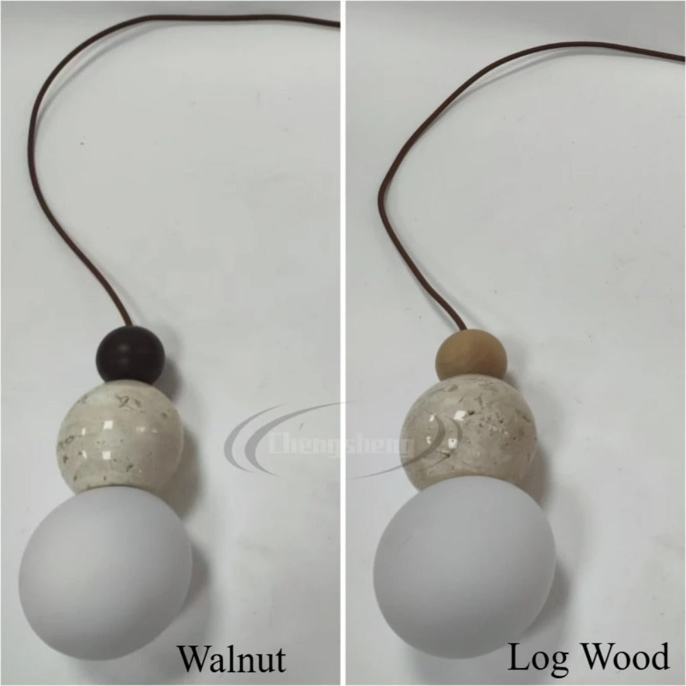 LED Stone and Wood Pendant Lamp, Decorative Lighting for Restaurants.