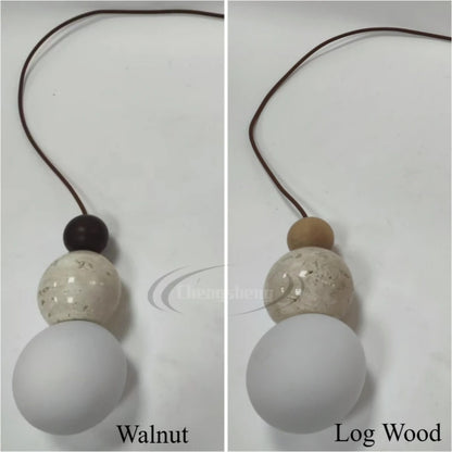 LED Stone and Wood Pendant Lamp, Decorative Lighting for Restaurants.