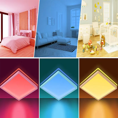 Smart LED Panel Light with RGBW Color Changing Graffiti, Ceiling Light Easy to Control with APP and WiFi