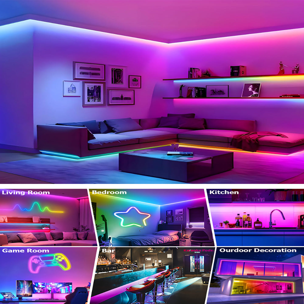RGB Smart Sound Control Phantom Neon Strip， IP67 Grade Protection Silicone Ambient Light Strip