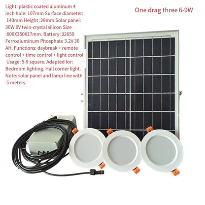LED Solar Ceiling Light with Remote Control for Living Room Bedroom Lighting