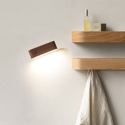 Simple Wooden Magnetic Bedroom Bedside Lamps, Dorm Room Rotatable Computer Desk Lamps