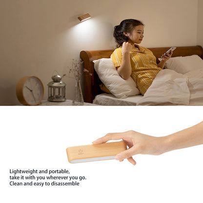 Simple Wooden Magnetic Bedroom Bedside Lamps, Dorm Room Rotatable Computer Desk Lamps