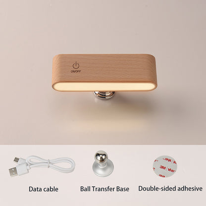 Simple Wooden Magnetic Bedroom Bedside Lamps, Dorm Room Rotatable Computer Desk Lamps