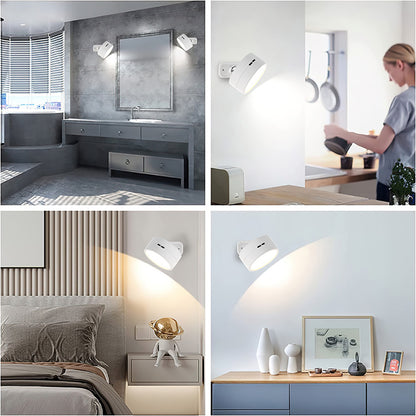 Indoor Rechargeable Wall Lamp,Magnetic 360° Adjustable Bedside Lamp.