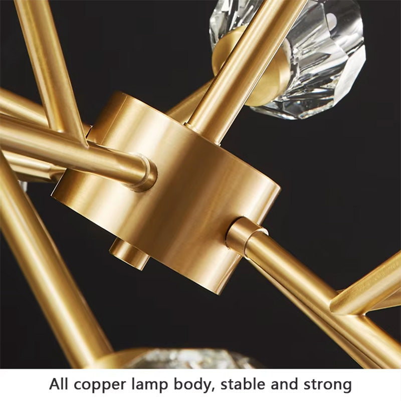 Full Brass Crystal Chandelier Three Color Hue Living Room Bedroom Dining Room Decorative Lights