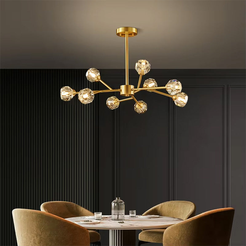 Full Brass Crystal Chandelier Three Color Hue Living Room Bedroom Dining Room Decorative Lights
