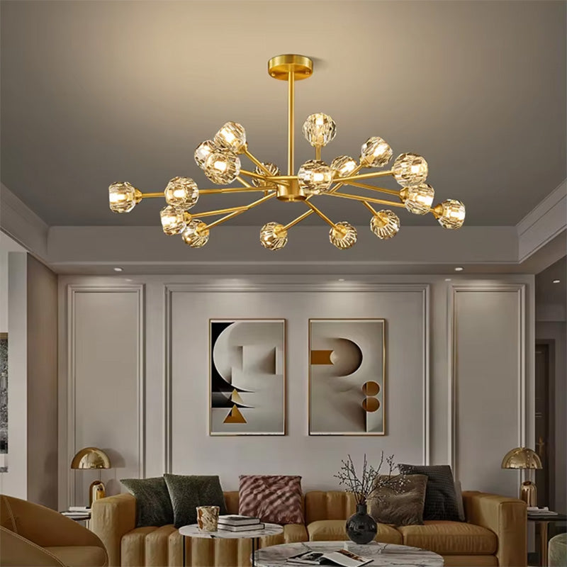 Full Brass Crystal Chandelier Three Color Hue Living Room Bedroom Dining Room Decorative Lights