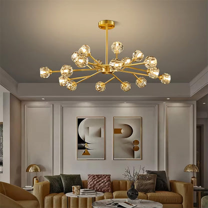 Full Brass Crystal Chandelier Three Color Hue Living Room Bedroom Dining Room Decorative Lights