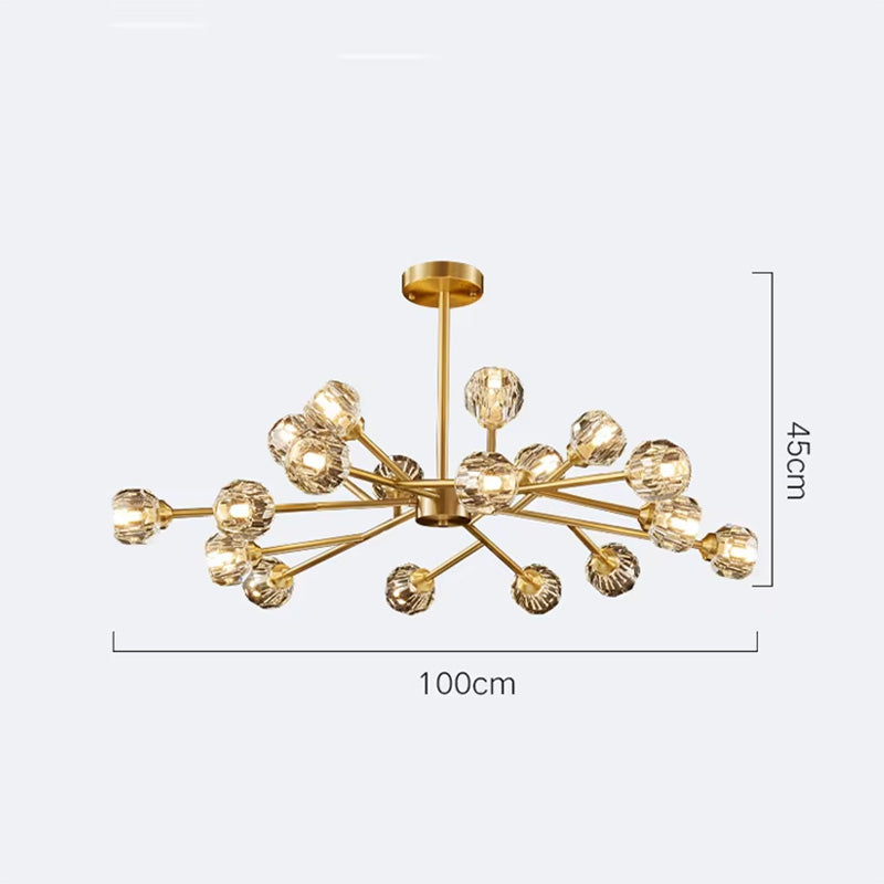 Full Brass Crystal Chandelier Three Color Hue Living Room Bedroom Dining Room Decorative Lights