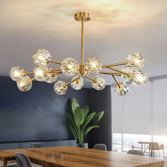 Full Brass Crystal Chandelier Three Color Hue Living Room Bedroom Dining Room Decorative Lights