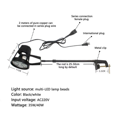Long arm clip-on indoor exhibition light, LED dimmable self-telescoping pole booth light