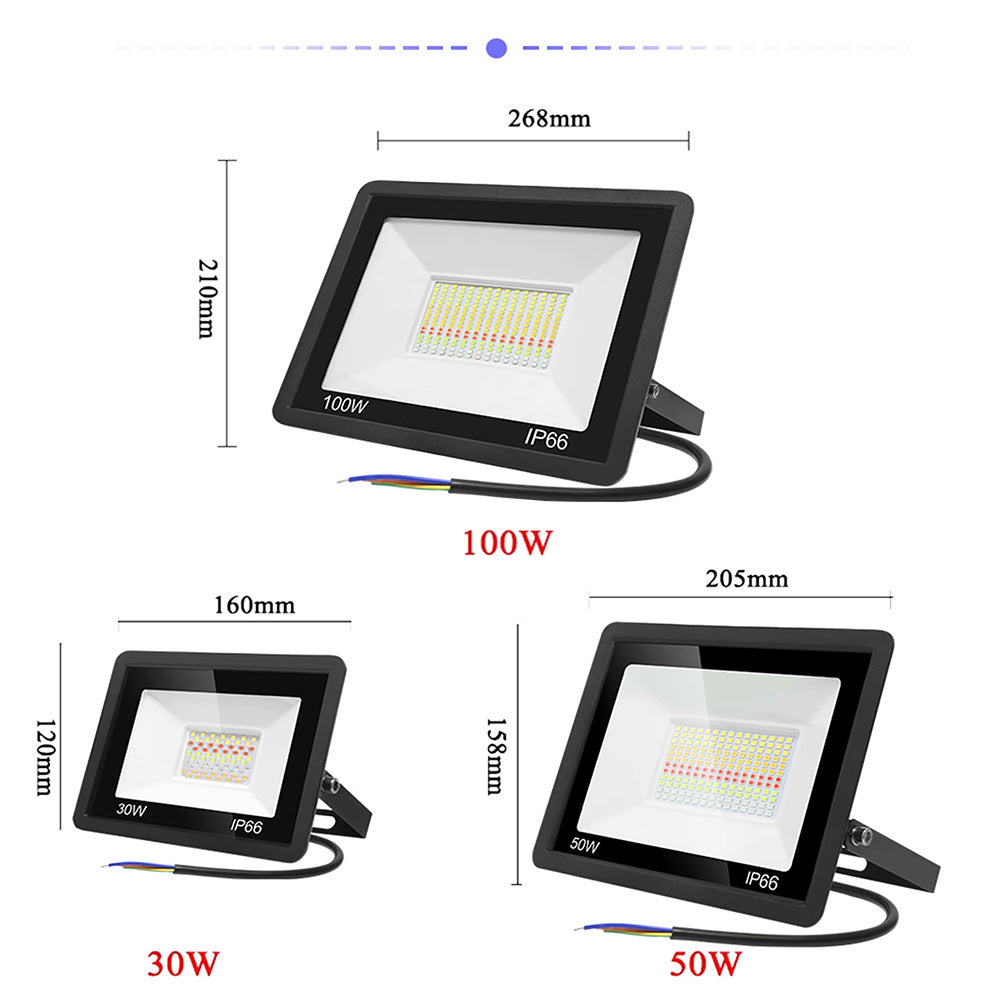 Smart voice control flood light, IP66 waterproof 100W WiFi outdoor LED spotlight