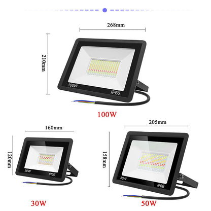 Smart voice control flood light, IP66 waterproof 100W WiFi outdoor LED spotlight