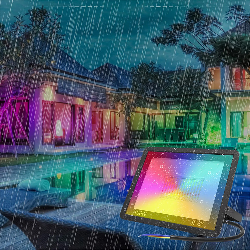 Smart voice control flood light, IP66 waterproof 100W WiFi outdoor LED spotlight