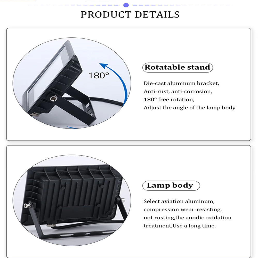 Smart voice control flood light, IP66 waterproof 100W WiFi outdoor LED spotlight