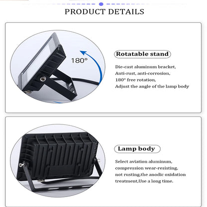 Smart voice control flood light, IP66 waterproof 100W WiFi outdoor LED spotlight