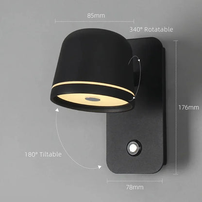 LED Adjustable Wall Sconce, Bedroom Bedside Rotating Lights