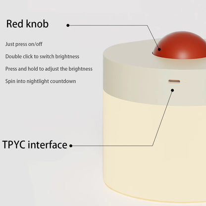 LED Cylindrical Small Table Lamp, USB Rechargeable Bedroom Bedside Lamps