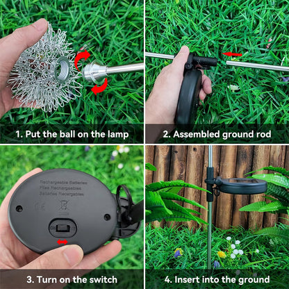 LED Outdoor Landscape Light Solar Dandelion Waterproof Lawn Patio Path Lights