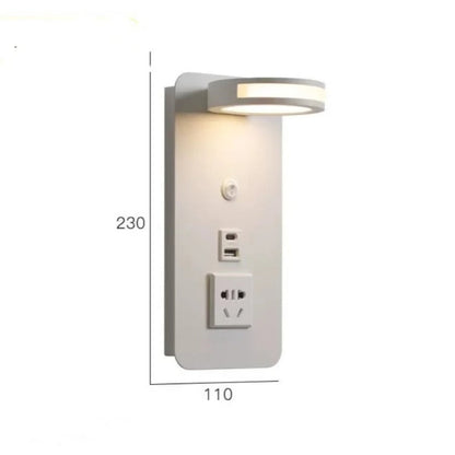 LED Multifunctional Hotel Wall Lamp, With USB Socket Bedside Reading Light