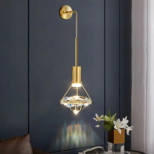 LED Diamond Crystal Wall Sconce, Living Room Backdrop Decorative Lights