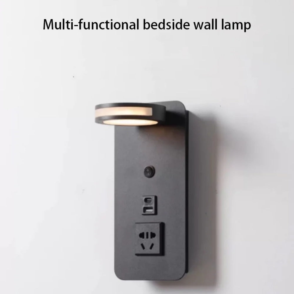 LED Multifunctional Hotel Wall Lamp, With USB Socket Bedside Reading Light