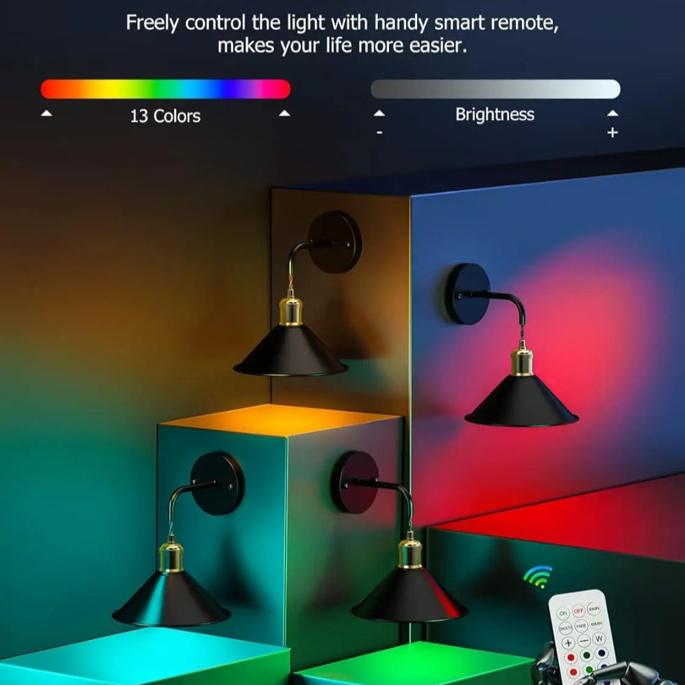 Indoor RGB Wireless Battery Wall Sconce, Decorative Ambient Light For Living Room