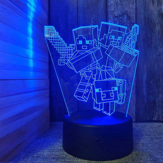 3D touch remote control bedside lamp, my world game creative model night light