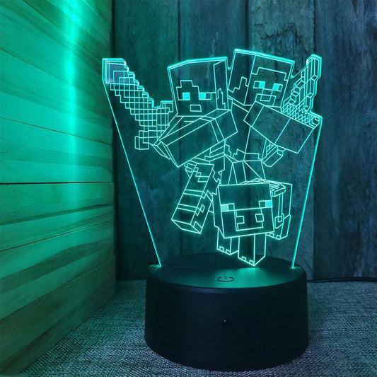 3D touch remote control bedside lamp, my world game creative model night light